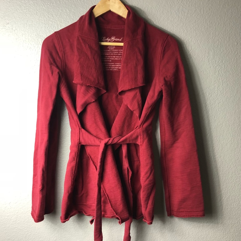 Lucky 🍀 Brand Tie Front Cardigan, Clay Red, Small